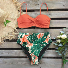 将图片加载到图库查看器，Bikini Female Swimsuit Women Swimwear Push Up Bikinis Set High Waist Swimming Suits Two Piece Set Women Swimsuit Solid Printed Bikini Push-Up Pad Swimwear Set Beachwear Ruffled Bathing Suit
