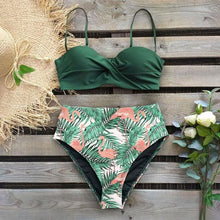 将图片加载到图库查看器，Bikini Female Swimsuit Women Swimwear Push Up Bikinis Set High Waist Swimming Suits Two Piece Set Women Swimsuit Solid Printed Bikini Push-Up Pad Swimwear Set Beachwear Ruffled Bathing Suit
