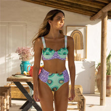将图片加载到图库查看器，Bikini Female Swimsuit Women Swimwear Push Up Bikinis Set High Waist Swimming Suits Two Piece Set Women Swimsuit Solid Printed Bikini Push-Up Pad Swimwear Set Beachwear Ruffled Bathing Suit
