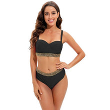 Load image into Gallery viewer, Bikini New 2 Piece Women Swimsuit Women's High Waist Bikini Set Fashion Puff Sleeve Swimwear Set Bathing Suits Solid Color Short Puff Sleeve Summer High Waist Cut Backless Bathing Suit Beachwear
