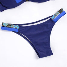 将图片加载到图库查看器，Bikini Push Up Swimsuit Female Swimwear Women Two-pieces Bikini set Bra Cup Bather Bathing Suit Swim Lady Triangle Bikini T-Back 2 Pieces Bandeau Swimsuit V Neck Swimwear Halter Push Up Bathing Suit

