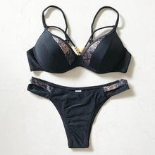 将图片加载到图库查看器，Bikini Push Up Swimsuit Female Swimwear Women Two-pieces Bikini set Bra Cup Bather Bathing Suit Swim Lady Triangle Bikini T-Back 2 Pieces Bandeau Swimsuit V Neck Swimwear Halter Push Up Bathing Suit
