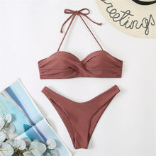 将图片加载到图库查看器，Bikini Push Up Swimwear  Bikini Set Pink Swimwear Women Micro Swimsuit Female Bandage Bikini Beach Wear Swimming Two-Piece Swimsuit Summer Swimsuit for Women
