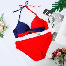 将图片加载到图库查看器，Bikini Push Up Swimwear Women Swimsuit Women's Bathing Suits Push Up Halter Bikini Swim Bottoms Two Piece Swimsuits Lace Up Halter String Triangle Bikini Sets
