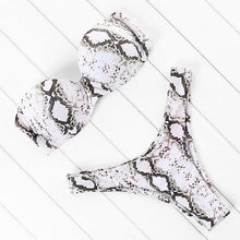 Load image into Gallery viewer, Bikini Set High Cut Solid  Swimsuit Women Swimwear Push Up Bathing Suit Beachwear Leopard Bikini Women's Ribbed Underwire Bikini High Cut Bikini V Swimwear Butterfly Print High Leg Bikini Swimsuit

