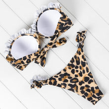 Load image into Gallery viewer, Bikini Set High Cut Solid  Swimsuit Women Swimwear Push Up Bathing Suit Beachwear Leopard Bikini Women's Ribbed Underwire Bikini High Cut Bikini V Swimwear Butterfly Print High Leg Bikini Swimsuit
