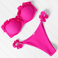 Load image into Gallery viewer, Bikini Set High Cut Solid  Swimsuit Women Swimwear Push Up Bathing Suit Beachwear Leopard Bikini Women's Ribbed Underwire Bikini High Cut Bikini V Swimwear Butterfly Print High Leg Bikini Swimsuit
