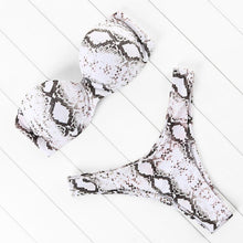 Load image into Gallery viewer, Bikini Set High Cut Solid  Swimsuit Women Swimwear Push Up Bathing Suit Beachwear Leopard Bikini Women's Ribbed Underwire Bikini High Cut Bikini V Swimwear Butterfly Print High Leg Bikini Swimsuit
