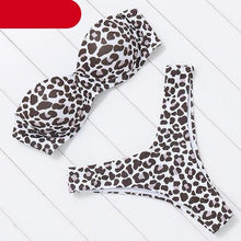 Load image into Gallery viewer, Bikini Set High Cut Solid  Swimsuit Women Swimwear Push Up Bathing Suit Beachwear Leopard Bikini Women's Ribbed Underwire Bikini High Cut Bikini V Swimwear Butterfly Print High Leg Bikini Swimsuit
