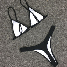 Load image into Gallery viewer, Bikini Set  Swimsuit Small Cup High Cut Style Beach Solid Black White Micro Swimwear Thong Bikinis Women's Micro String Bikini Swimsuits Padded High Cut Bathing Suits
