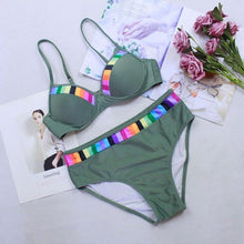 将图片加载到图库查看器，Bikini Set Swimwear Women Print Swimsuit Push Up Plus Size Bathing Suit Beachwear Women's Push-Up Bikini Set Padded Bikini Swimsuit
