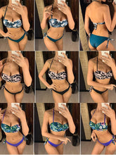Load image into Gallery viewer, Bikini Sets Solid Color Swimsuit  Mid-Waist  Gather Cup Bikinis Women Swimwear Female Bathing Suits Beach wear  Two Piece Swimsuits Triangle Bikini swimsuits for Women

