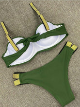 Load image into Gallery viewer, Bikini Sets Solid Color Swimsuit  Mid-Waist  Gather Cup Bikinis Women Swimwear Female Bathing Suits Beach wear  Two Piece Swimsuits Triangle Bikini swimsuits for Women
