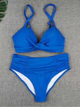 Load image into Gallery viewer, Bikini Sets Solid Color Swimsuit  Mid-Waist  Gather Cup Bikinis Women Swimwear Female Bathing Suits Beach wear  Two Piece Swimsuits Triangle Bikini swimsuits for Women

