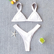 Load image into Gallery viewer, Bikini Solid Swimsuit Women Swimwear Push Up Bikini Set Patchwork  Summer Beach Bathing Suit Swim Wear Halter Bikini Swimsuit Beach Swimming Traveling High Leg Bikini

