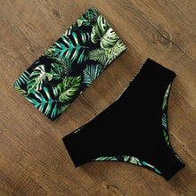 将图片加载到图库查看器，Bikini Swimwear Swimsuit Women Floral Print High Waist Bikini Set Back Cross Bathing Suit Female Beach Wear Women's Bikini Swimsuits Strapless Two Pieces Bathing Suits
