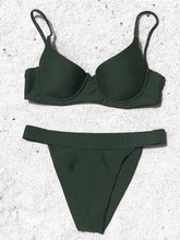 Load image into Gallery viewer, Bikini Swimwear Women High Waist Swimsuit Solid Color Bikini Set Women's Push Up Underwire Top Bottom Bikini Bathing Swimsuits Beach Wear Padded Push Up Bikini Set Female

