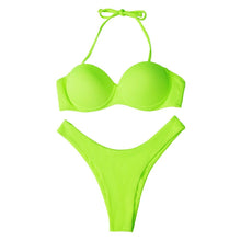 Load image into Gallery viewer, Bikini Swimwear Women Swimsuit  Leopard Bikini Set Women's Halter Triangle Bikini Bottom Cheeky Two Piece Swimsuits Push Up Bathing Suit Female Summer Beach Wear
