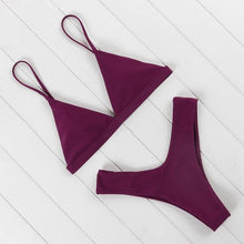 Load image into Gallery viewer, Bikini Swimwear Women Swimsuit Push Up Micro Bikinis Set Swimming Bathing Suit Beachwear Summer Thong Bottom Two Piece Bikini Double Shoulder Straps Cute Swimsuit Triangle Bathing  Bikini
