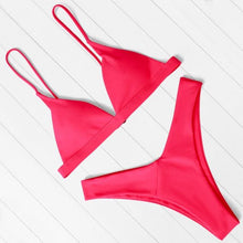Load image into Gallery viewer, Bikini Swimwear Women Swimsuit Push Up Micro Bikinis Set Swimming Bathing Suit Beachwear Summer Thong Bottom Two Piece Bikini Double Shoulder Straps Cute Swimsuit Triangle Bathing  Bikini
