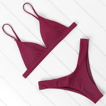 Load image into Gallery viewer, Bikini Swimwear Women Swimsuit Push Up Micro Bikinis Set Swimming Bathing Suit Beachwear Summer Thong Bottom Two Piece Bikini Double Shoulder Straps Cute Swimsuit Triangle Bathing  Bikini
