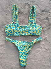 Load image into Gallery viewer, Bikini  Women Orange Leopard Push Up Padded Thong Swimsuit Female Cut Out Bathing Suit Swimwear Padded Push up Thong Bikini Sets  Swimsuits for Women
