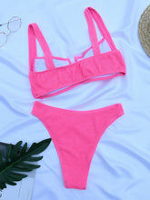 将图片加载到图库查看器，Bikini Women Swimsuit Female Bikini Set Solid Swimwear For Women Bathing Suit Swimming Suits Beach Wear Underwire Bikini High Cut Bikini Swimwear Solid Color High Leg Bikini Swimsuit
