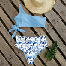 将图片加载到图库查看器，Bikini Women Swimwear Push Up Swimsuit One Shoulder Print Lightweight Bikini Set Bathing Suit Beach Swimming Suit High Waist Comfy One Shoulder Bikini Set Bathing Suit For Women
