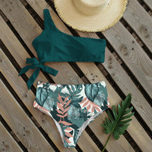 将图片加载到图库查看器，Bikini Women Swimwear Push Up Swimsuit One Shoulder Print Lightweight Bikini Set Bathing Suit Beach Swimming Suit High Waist Comfy One Shoulder Bikini Set Bathing Suit For Women
