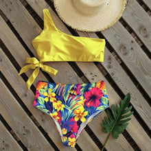 将图片加载到图库查看器，Bikini Women Swimwear Push Up Swimsuit One Shoulder Print Lightweight Bikini Set Bathing Suit Beach Swimming Suit High Waist Comfy One Shoulder Bikini Set Bathing Suit For Women
