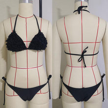 Load image into Gallery viewer, Bikinis  New 3D Flower Swimwear Solid Bikini Bandage Swimsuit Women's Solid Halter Padded Push Up Bikini Set Two Pieces Swimsuit Swimwear Bathing Suit Bikini Set Female Cute Ladies Beachwear Push Up Bikini
