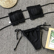 Load image into Gallery viewer, Bikinis Set For Women Swimsuit Summer Beach Wear Bathing Suits Women Bikini Swimwear Women's Ruffle Tie Side Bikini Set High Cut Strapless Padded Solid Bathing Suit
