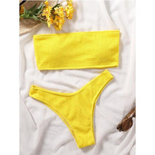 Load image into Gallery viewer, Bikinis Swimsuit Women Push Up Bikini Set  Female Swimwear Women's Strapless Solid Color 2 Pieces Bathing Suit Swimsuit Swimsuits Off Shoulder High Waist Bathing Suit High Cut Swimwear For Summer
