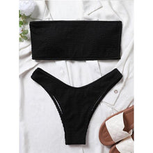 Load image into Gallery viewer, Bikinis Swimsuit Women Push Up Bikini Set  Female Swimwear Women's Strapless Solid Color 2 Pieces Bathing Suit Swimsuit Swimsuits Off Shoulder High Waist Bathing Suit High Cut Swimwear For Summer
