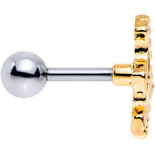 Load image into Gallery viewer, 16G 1/4 Gold Tone Crescent Bow Cartilage Tragus Earring

