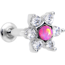 将图片加载到图库查看器，5/16 Pink Faux Opal Internally Threaded Star Flower Labret Monroe
