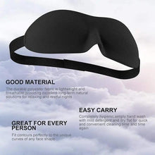 Load image into Gallery viewer, Black 3D Sleep Natural Sleeping Mask Eye Adjustable Strap Eye Mask Cover Portable Travel Blindfold Comfortable Mask For Sleeping
