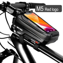 Load image into Gallery viewer, Black Bike Bag Frame Front Top Tube Cycling Bag Waterproof Phone Case Touchscreen Bag  Pack Bicycle Accessories Bike Bicycle Bag Waterproof Bike Phone Mount Bag Front Frame Top Tube Handlebar Bag Touch Screen Holder Case For Cell Phones 6.6in
