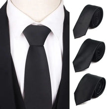 Load image into Gallery viewer, Black Business Skinny Men Neckties Wedding Slim Ties Elegant Men Lightweight High Quality Modern Ties
