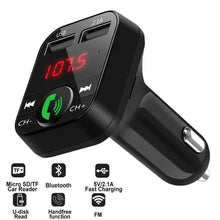 将图片加载到图库查看器，Black Car Bluetooth Wireless Hand-free Transmitter Dual USB Charger Music Player For Cars Easy Use Gadget
