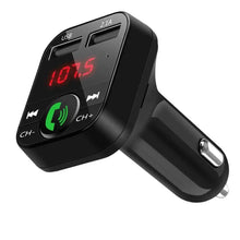 将图片加载到图库查看器，Black Car Bluetooth Wireless Hand-free Transmitter Dual USB Charger Music Player For Cars Easy Use Gadget
