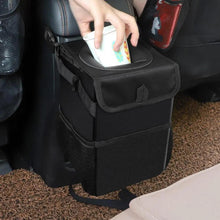 Load image into Gallery viewer, Black Car Trash Can Hanging Seat Back Bag Multi-functional Waterproof Folding  Easy Storage Box For Cars
