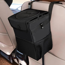 Load image into Gallery viewer, Black Car Trash Can Hanging Seat Back Bag Multi-functional Waterproof Folding  Easy Storage Box For Cars
