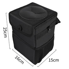 Load image into Gallery viewer, Black Car Trash Can Hanging Seat Back Bag Multi-functional Waterproof Folding  Easy Storage Box For Cars

