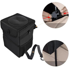 Load image into Gallery viewer, Black Car Trash Can Hanging Seat Back Bag Multi-functional Waterproof Folding  Easy Storage Box For Cars
