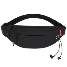 将图片加载到图库查看器，Black Crossbody Fanny Pack Simple Design Belt Bag Canvas Hands Free Travel Bag Sports Workout Durable Lightweight Fanny Packs For Festivals
