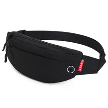 将图片加载到图库查看器，Black Crossbody Fanny Pack Simple Design Belt Bag Canvas Hands Free Travel Bag Sports Workout Durable Lightweight Fanny Packs For Festivals

