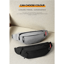 将图片加载到图库查看器，Black Crossbody Fanny Pack Simple Design Belt Bag Canvas Hands Free Travel Bag Sports Workout Durable Lightweight Fanny Packs For Festivals
