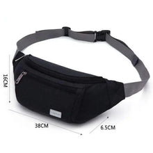 将图片加载到图库查看器，Black Crossbody Fanny Pack Simple Design Belt Bag Canvas Hands Free Travel Bag Sports Workout Durable Lightweight Fanny Packs For Festivals
