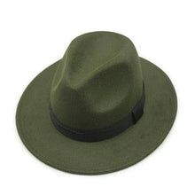 Load image into Gallery viewer, Black Fedora Hat Unisex Wide Brim Hat Autumn Winter Fedora Hat Wide Cap Winter Wool Classic Hat Men Elegant Gentleman Hat For Party
